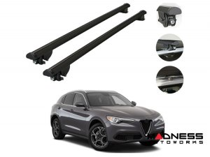 Alfa Romeo Stelvio Roof Rack Cross Bars - for models w/ factory roof rails - Black - StarLock (2018-2025)